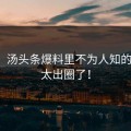 揭秘：汤头条爆料里不为人知的一面，太出圈了！