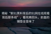 揭秘“新91黑料背后的91网在线观看背后那条线”，看完再回头，前面的铺垫全变味了