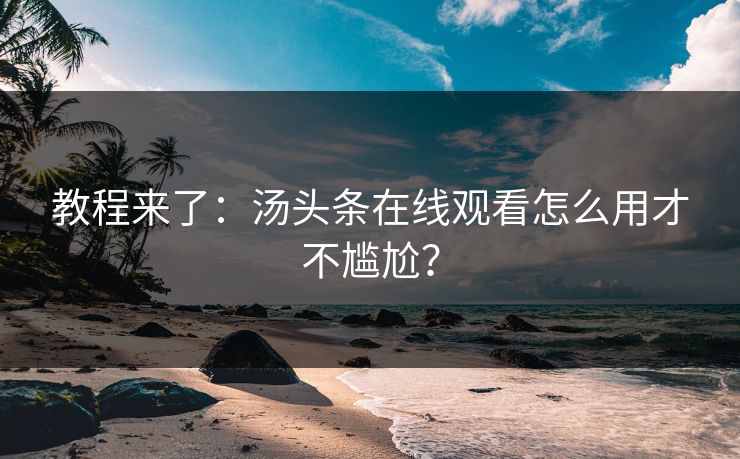 教程来了：汤头条在线观看怎么用才不尴尬？