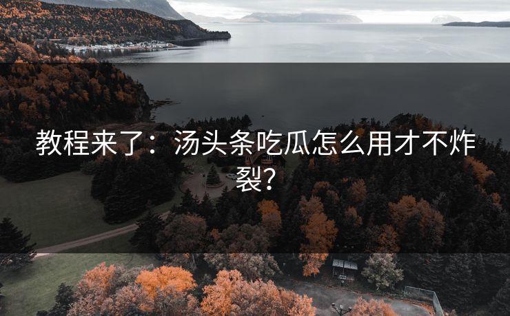 教程来了：汤头条吃瓜怎么用才不炸裂？