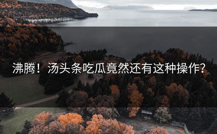 沸腾！汤头条吃瓜竟然还有这种操作？