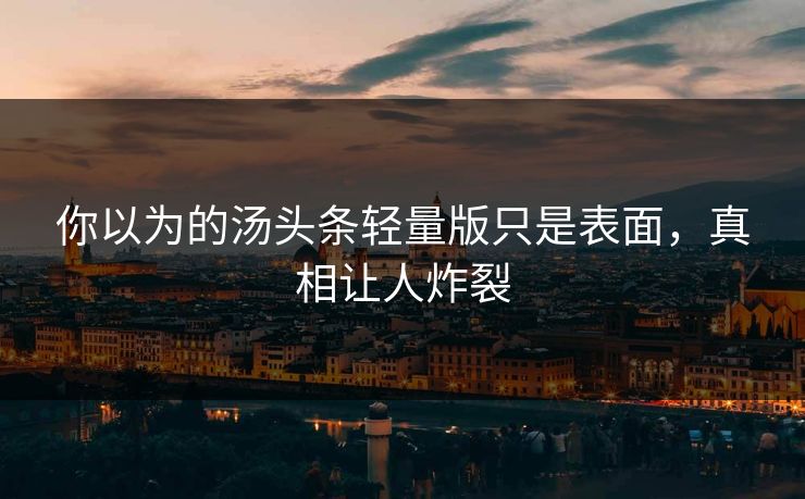你以为的汤头条轻量版只是表面，真相让人炸裂