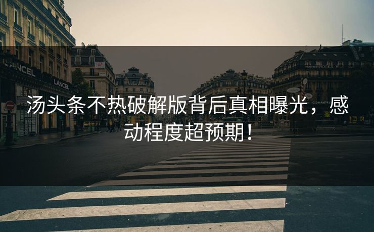 汤头条不热破解版背后真相曝光，感动程度超预期！