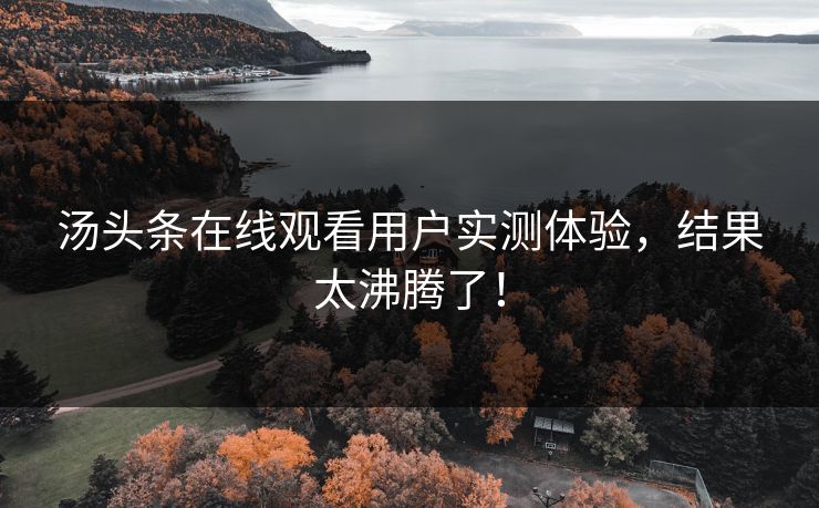 汤头条在线观看用户实测体验，结果太沸腾了！