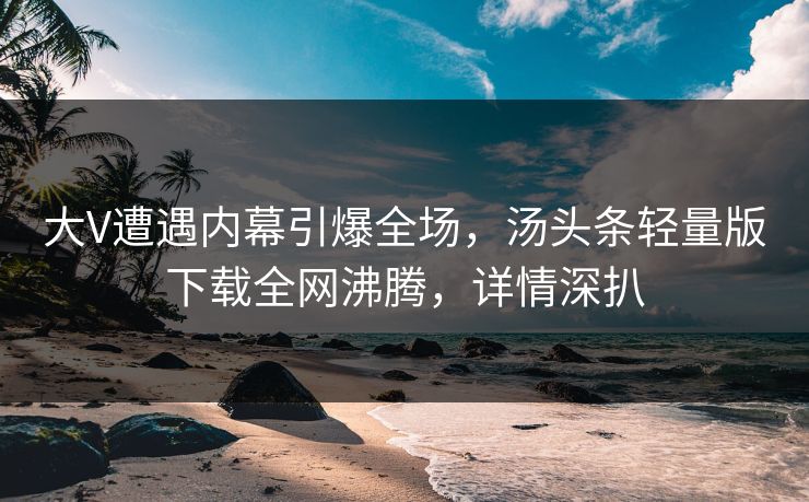 大V遭遇内幕引爆全场，汤头条轻量版下载全网沸腾，详情深扒
