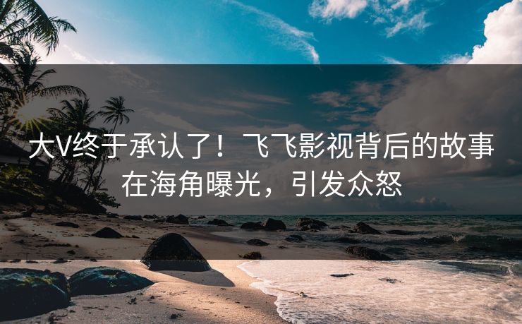 大V终于承认了！飞飞影视背后的故事在海角曝光，引发众怒
