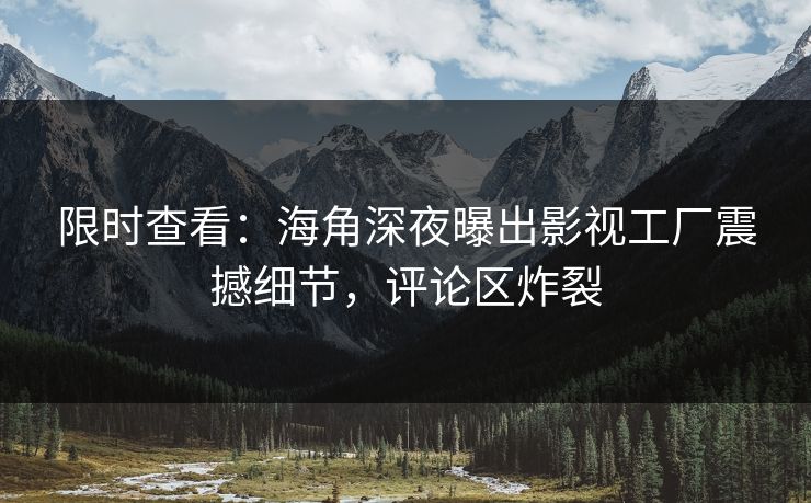 限时查看：海角深夜曝出影视工厂震撼细节，评论区炸裂