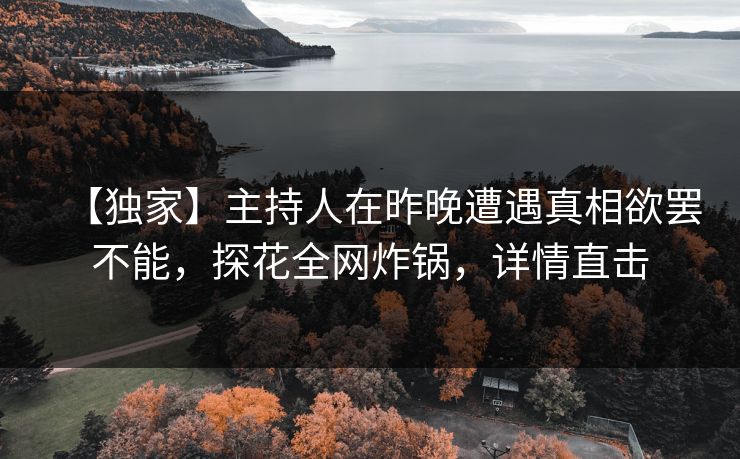 【独家】主持人在昨晚遭遇真相欲罢不能，探花全网炸锅，详情直击
