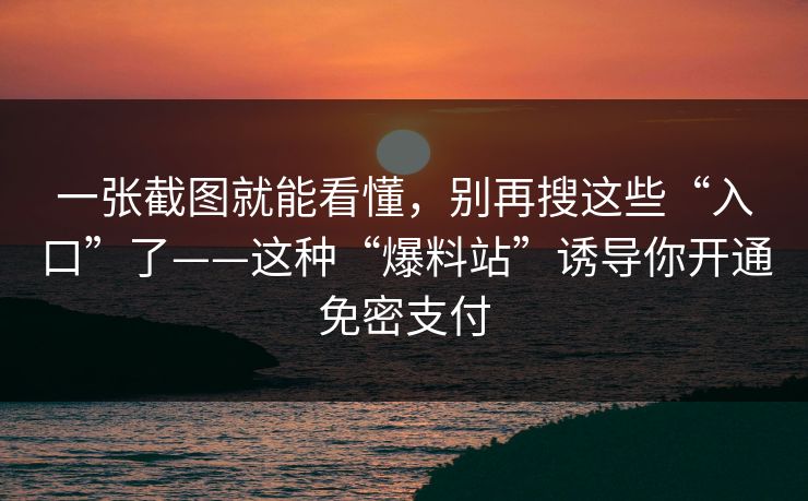 一张截图就能看懂，别再搜这些“入口”了——这种“爆料站”诱导你开通免密支付